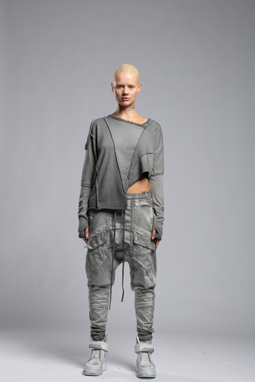 Asymmetrical Sweatshirt with Raw Seams