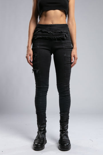 Assymmetric Frayed Edge Womens Pants