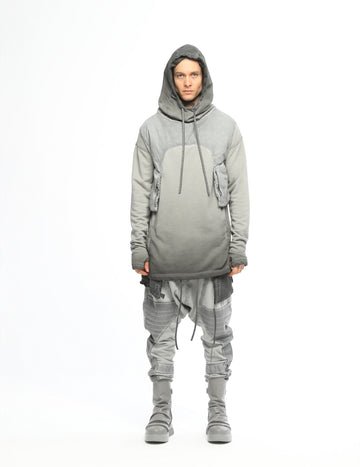 Quilted Front Short Men’s Sweatshirt With Hoodie