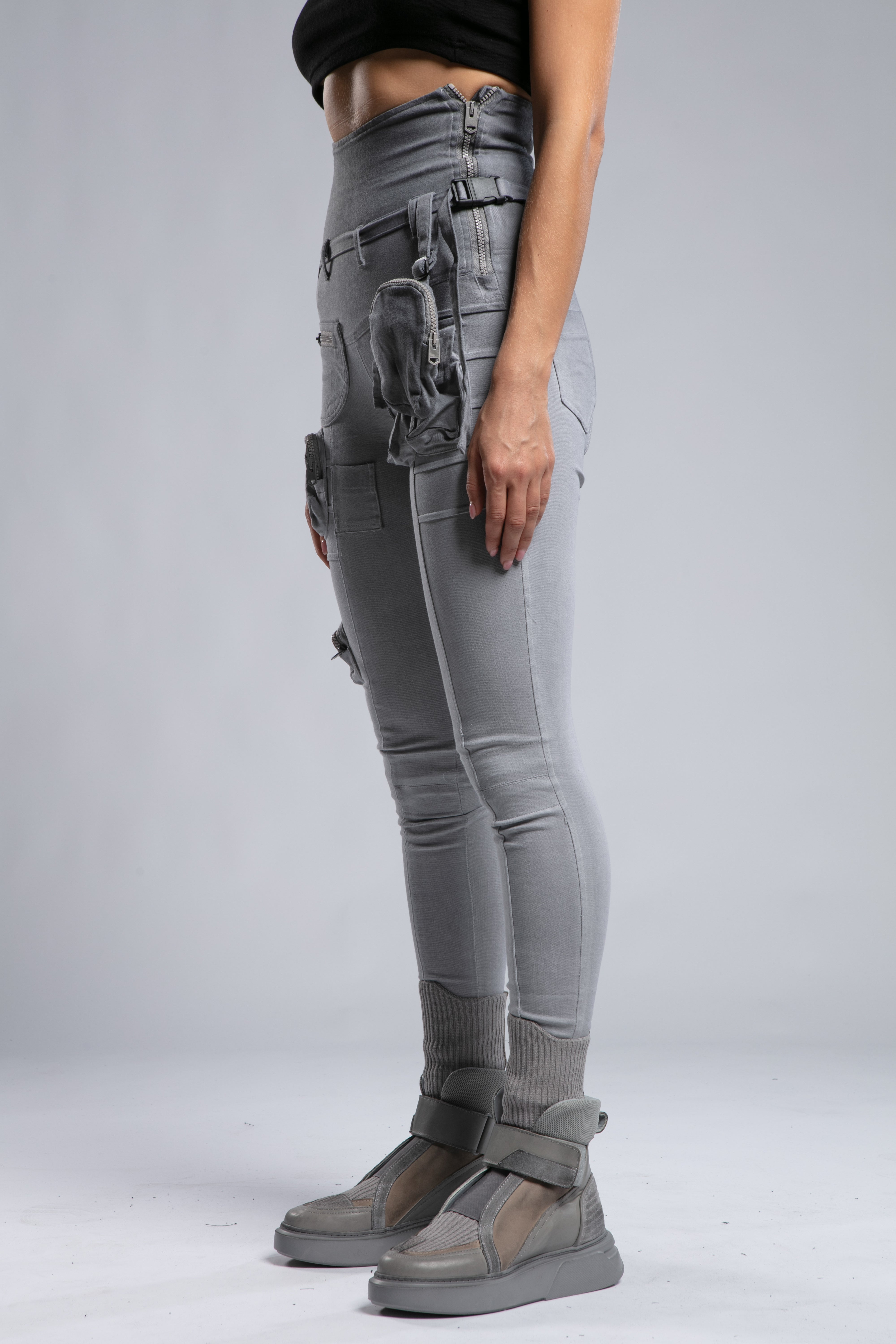 High Waisted Multi Pocket Womens Pants
