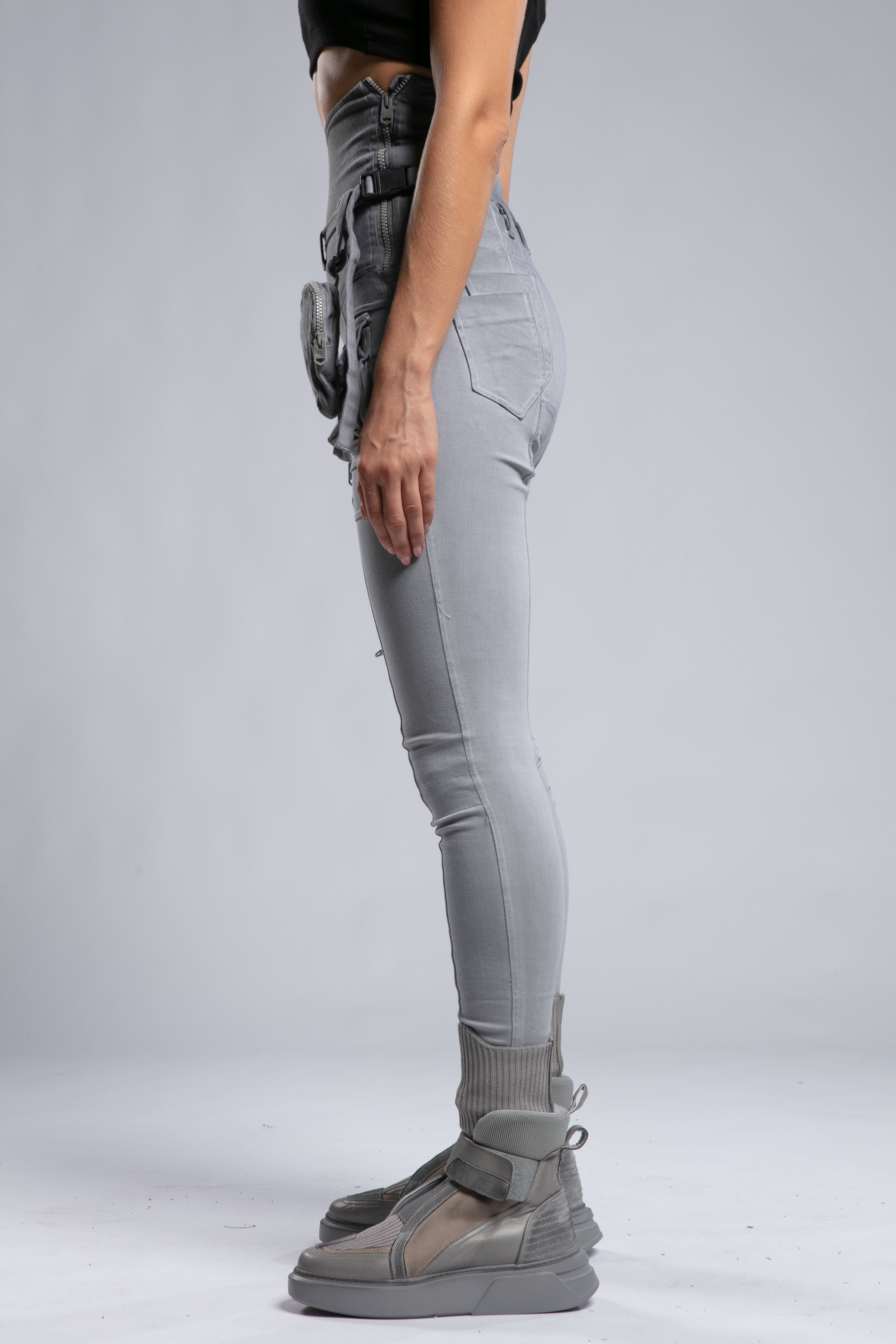 High Waisted Multi Pocket Womens Pants