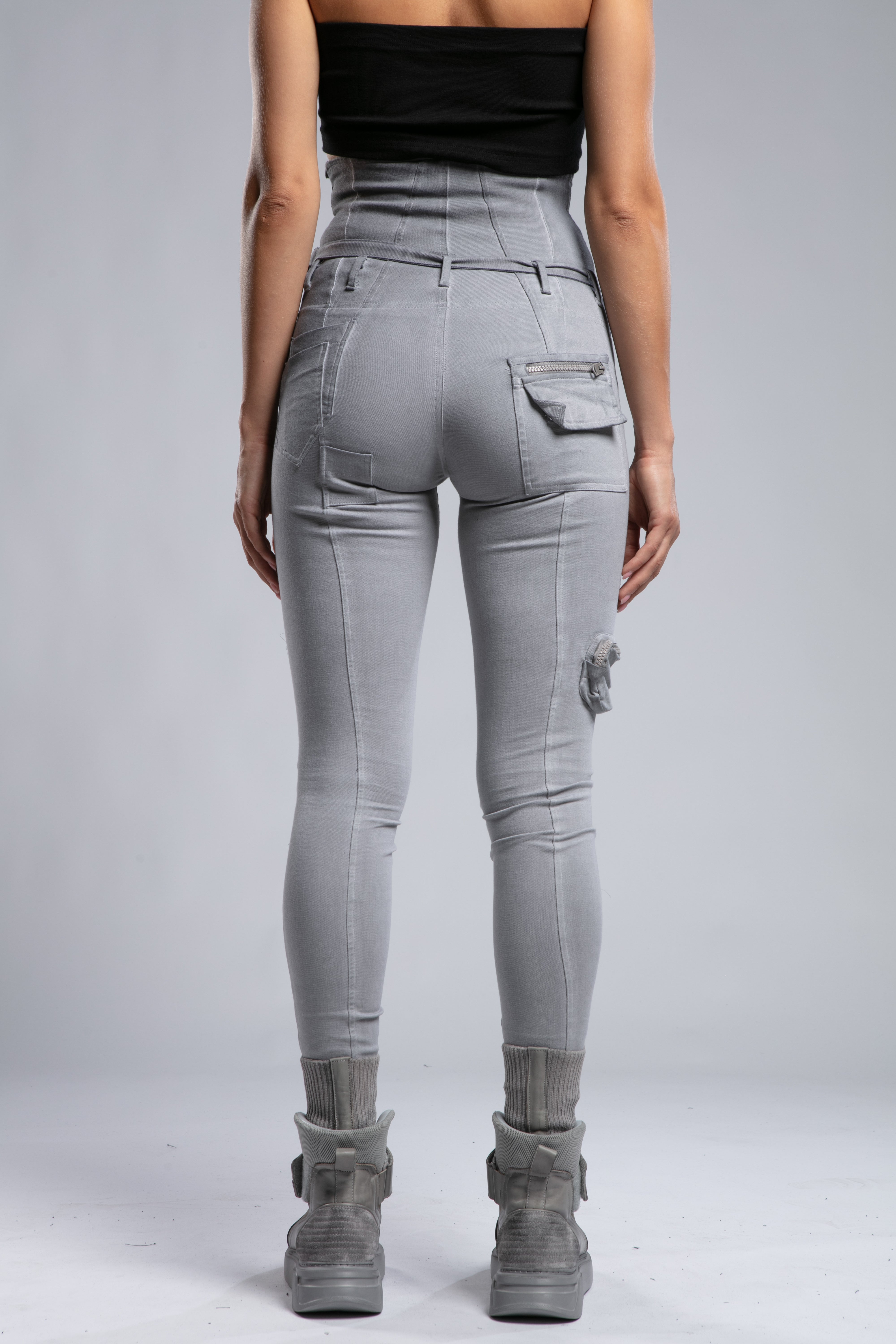 High Waisted Multi Pocket Womens Pants