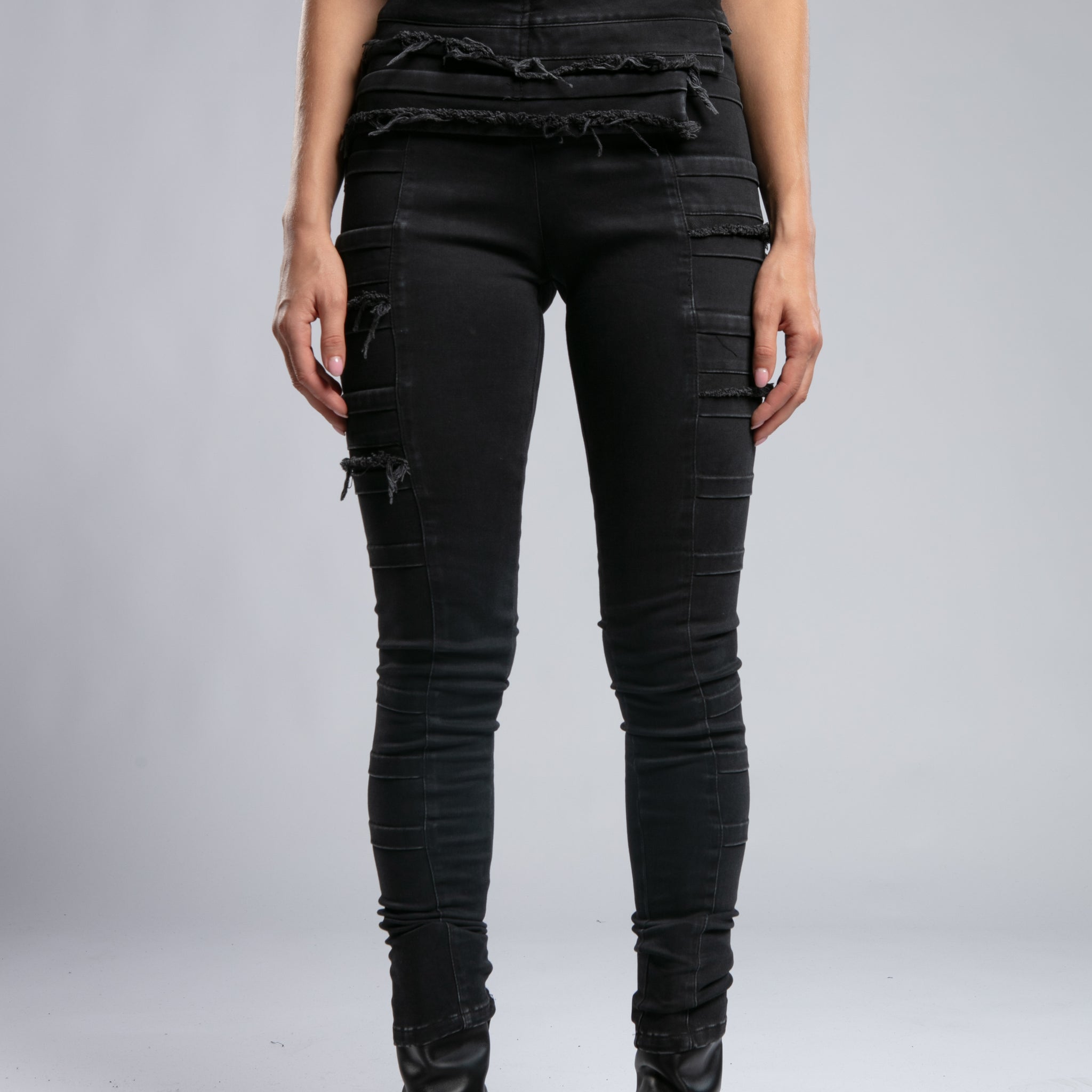 Assymmetric Frayed Edge Womens Pants