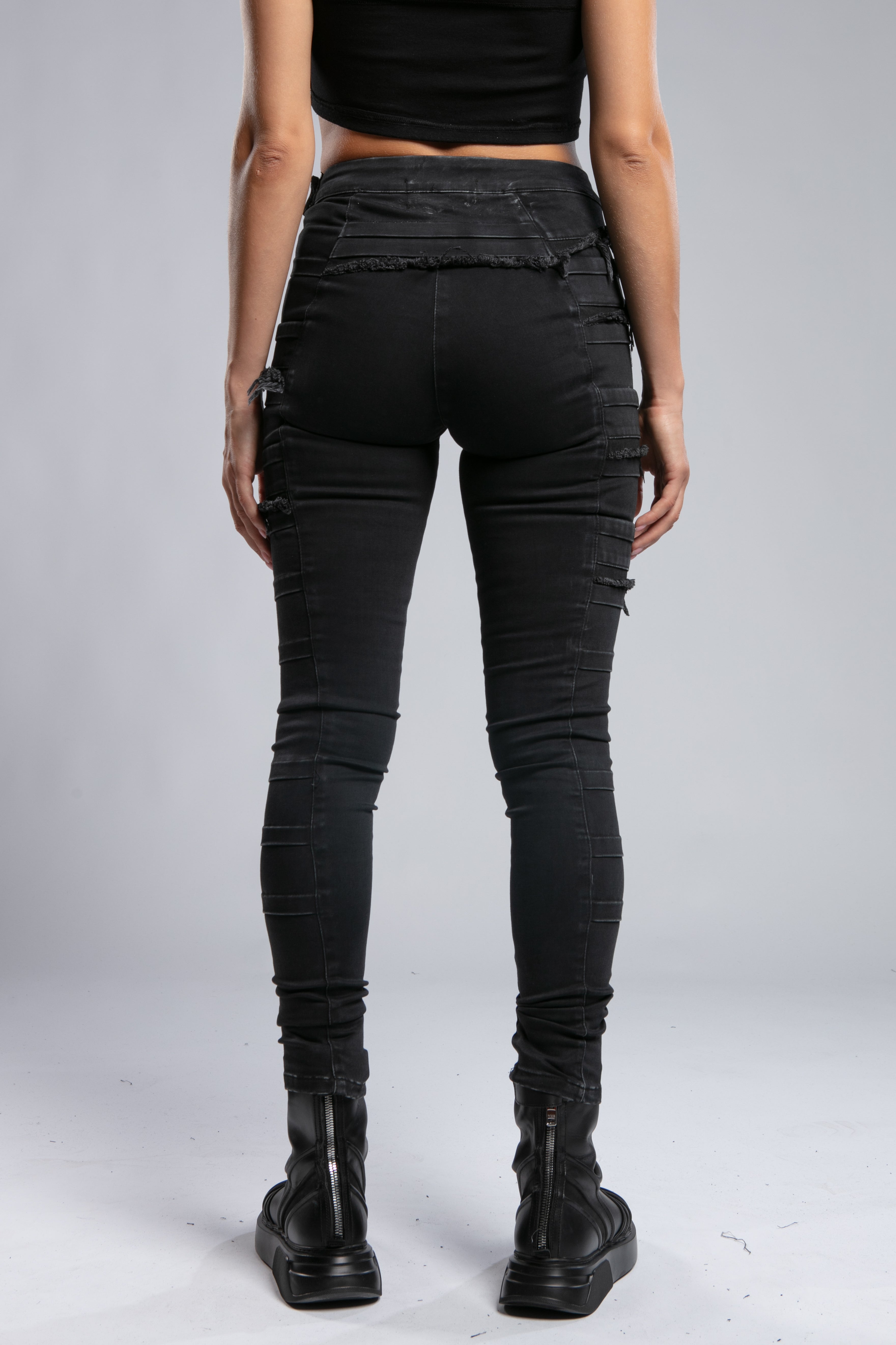 Assymmetric Frayed Edge Womens Pants