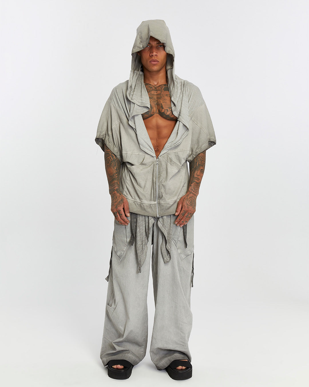 Short Sleeve Men’s Cardigan - Grey