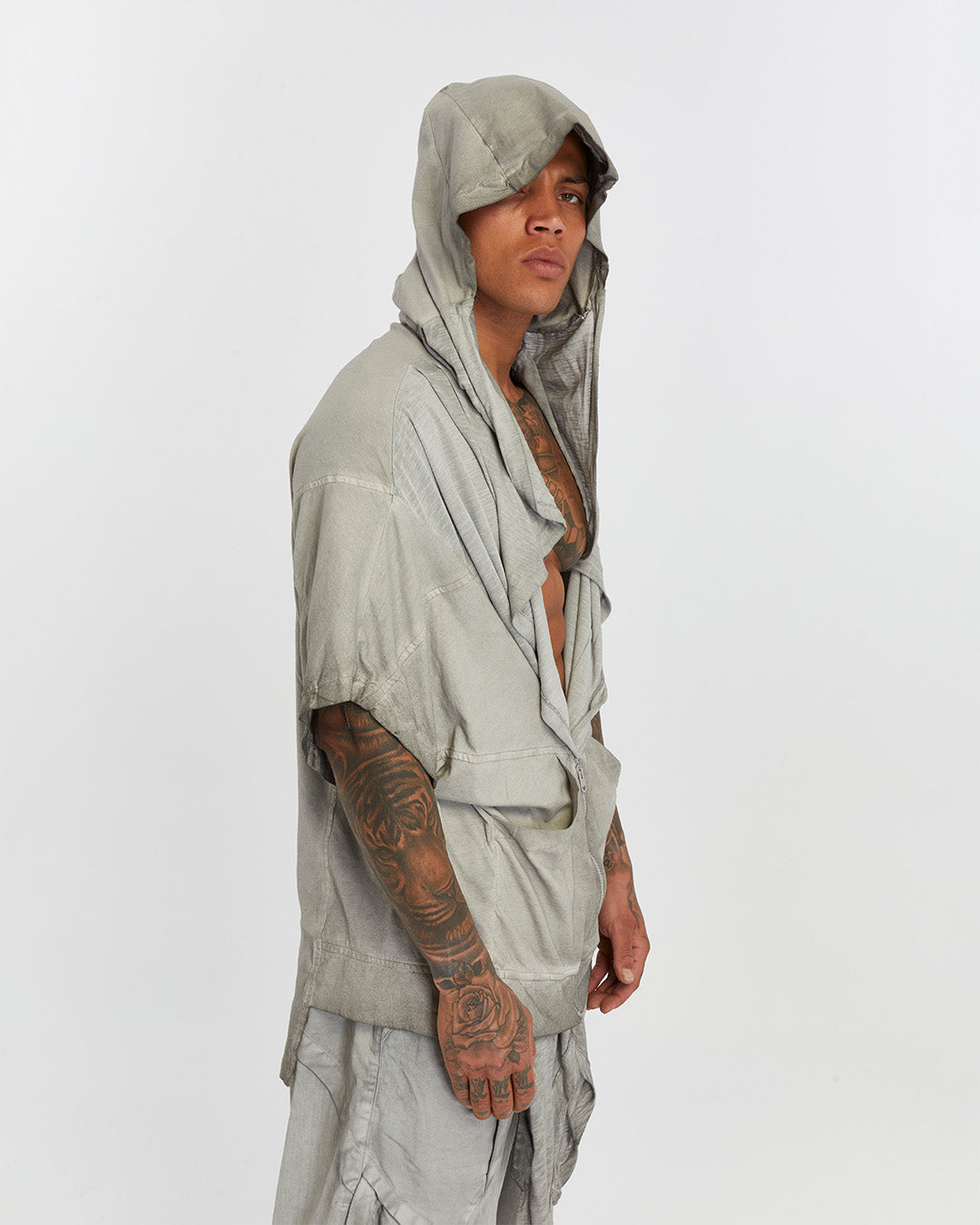 Short Sleeve Men’s Cardigan - Grey